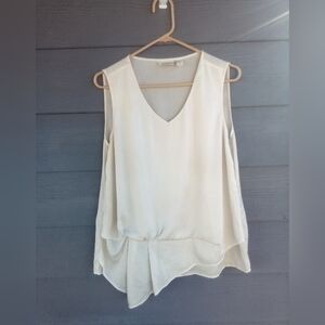 Women's Chico's Ivory Asymmetrical Tank Top Blouse Size 12-14 Chico's Size "2"